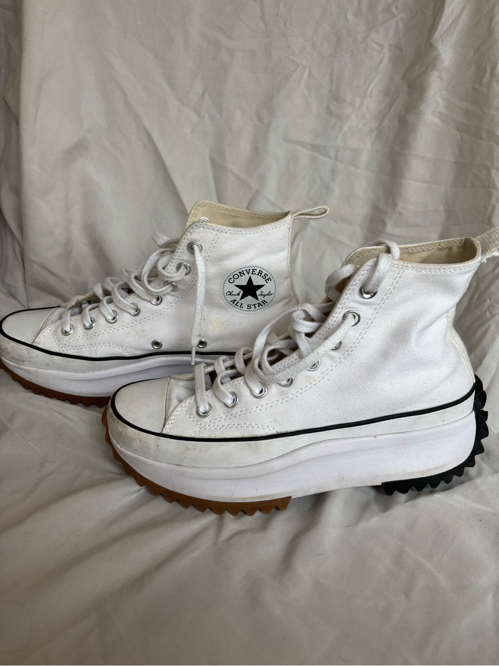 Converse White High-Top Platform Run Star Sneakers